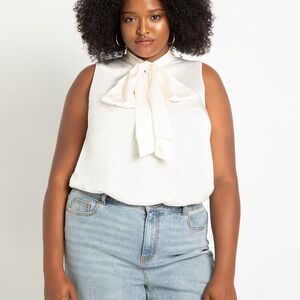 Eloquii satin tie blouse - cream - 22